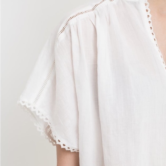 Les Coyotes De Paris Size 34 Ella White Blouse With Lace Inserts - Picture 4 of 9